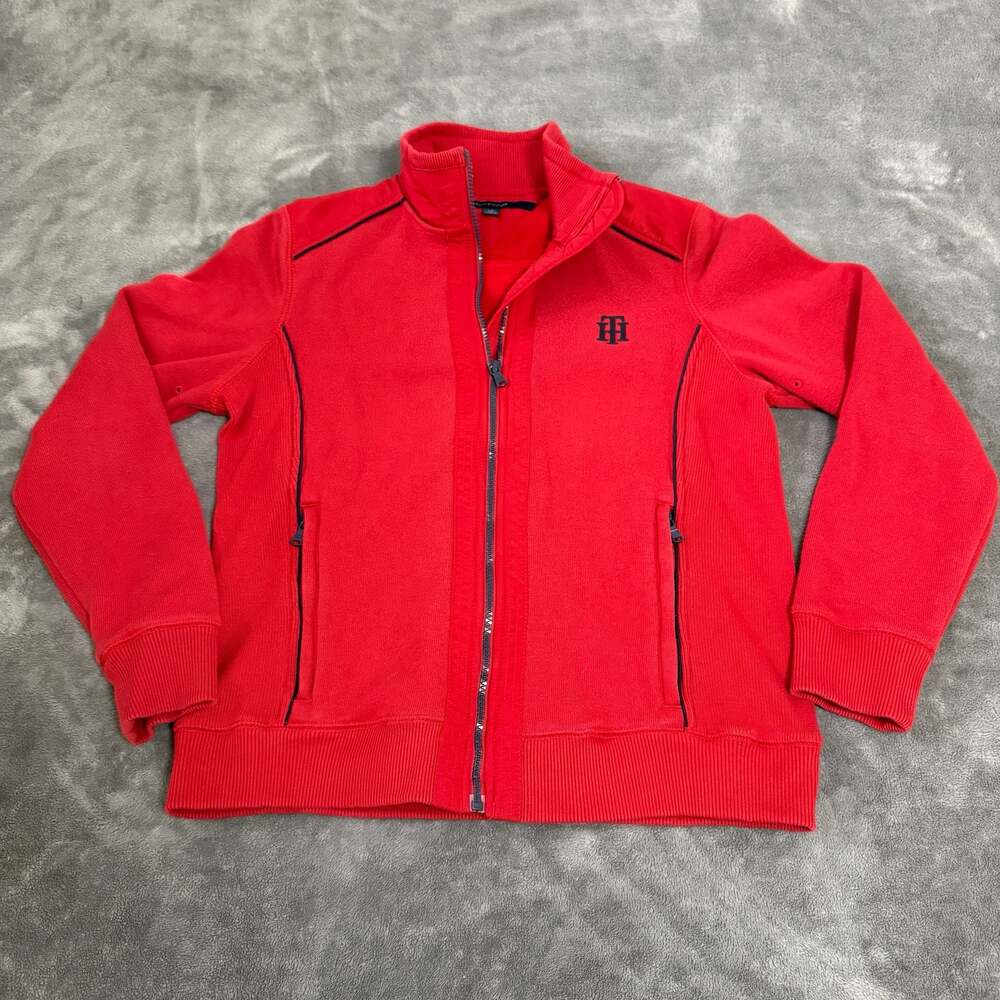 Tommy Hilfiger Red Full-Zip Mock Neck Track Jacket Size Large